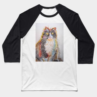 Tuxedo Cat Pencil Drawing Baseball T-Shirt